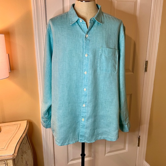 EUC Tommy Bahama Sea Glass Breezer Long Sleeve Linen Shirt Lawn Chair Size XXL - Picture 2 of 5
